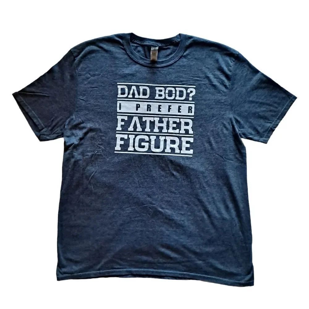 GILDAN "Dad Bod" T-Shirt Grey White XLarge